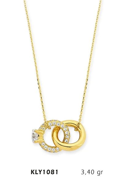 14 Ayar Altın Çift Yüzük Kolye KLY1081