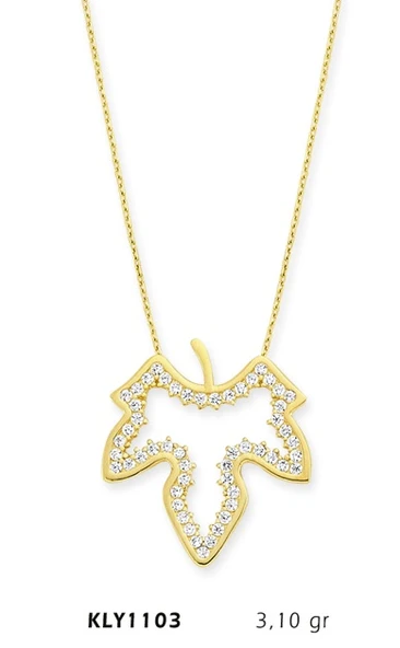 14 Ayar Altın Yaprak Kolye KLY1103 ürün görseli