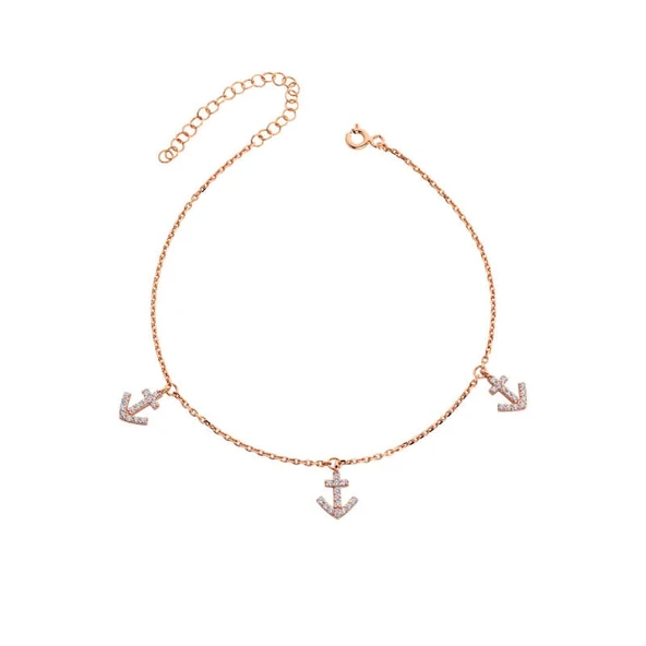 Üçlü Çapa Gümüş Halhal  GMS834 ürün görseli