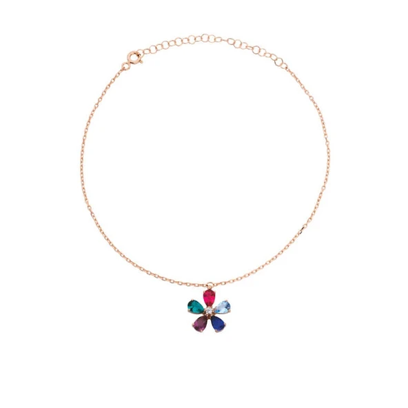 Renkli Papatya Gümüş Halhal  GMS814 ürün görseli