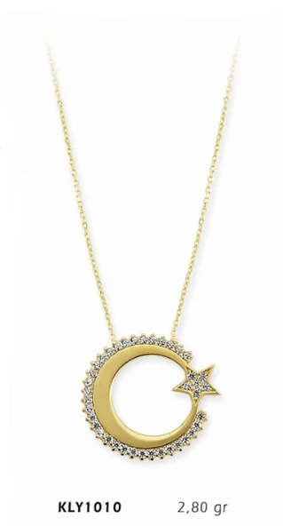 14 Ayar Altın Ay Yıldız Kolye KLY1010 ürün görseli