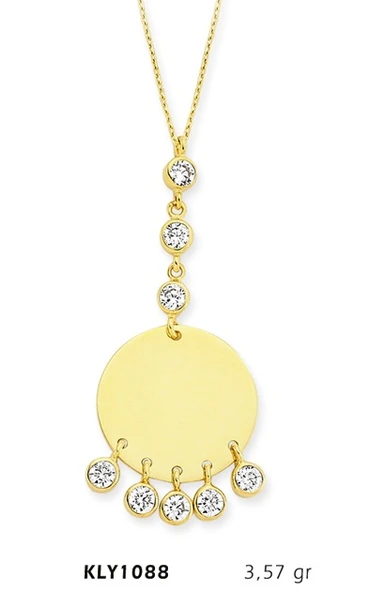 14 Ayar Altın Tria Plaka Kolye KLY1088 ürün görseli