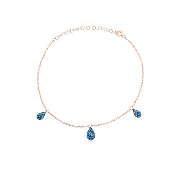 Üçlü Damla Firuze Gümüş Halhal  GMS835 ürün görseli