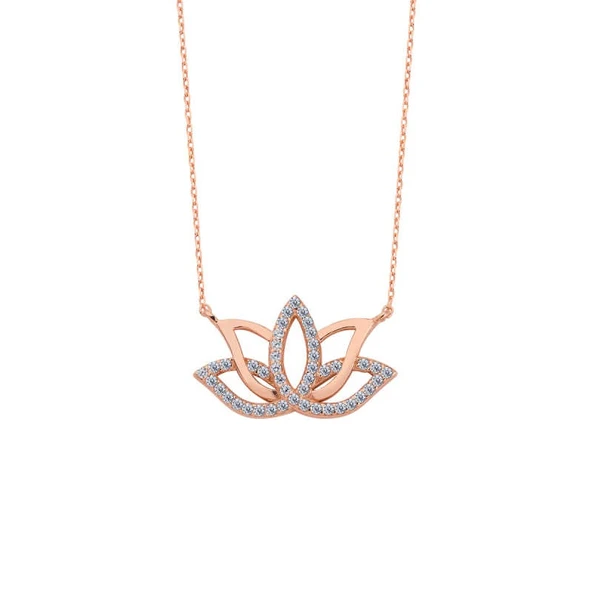 Lotus Çiçeği Gümüş Kolye  GMS976 ürün görseli