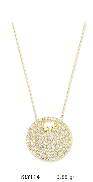 14 Ayar Altın Fil Daire Kolye KLY114 ürün görseli