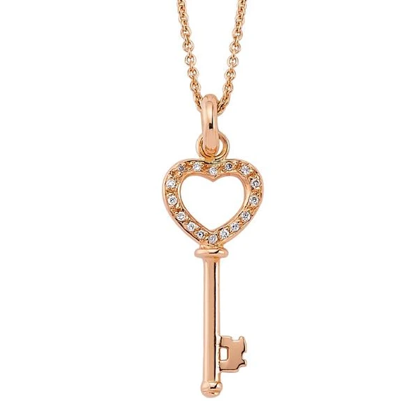 18 Ayar Altın Pırlanta Kalpli Anahtar Kolye K47225 ürün görseli