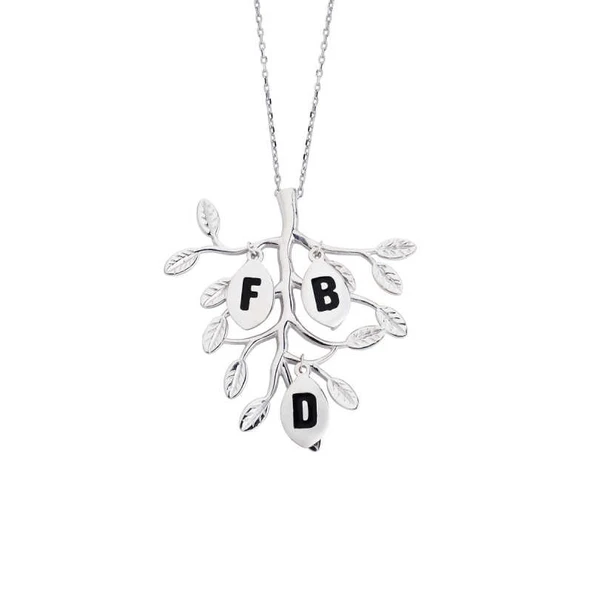 Sevgi Ağacı Aile Harfli Gümüş Kolye  GMS994 ürün görseli