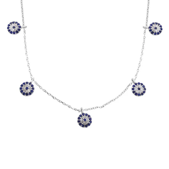 Nazar Boncuklu Şans Gümüş Kolye GMS903