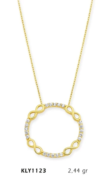 14 Ayar Altın Sonsuzluk Çemberi Kolye KLY1123 ürün görseli