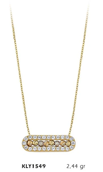 14 Ayar Altın Sıralı Top Kolye KLY1549 ürün görseli