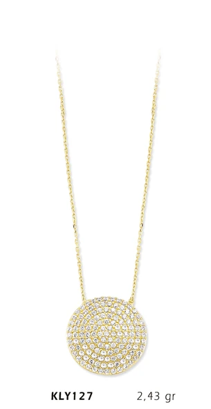 14 Ayar Altın Taşlı Daire Kolye KLY127 ürün görseli
