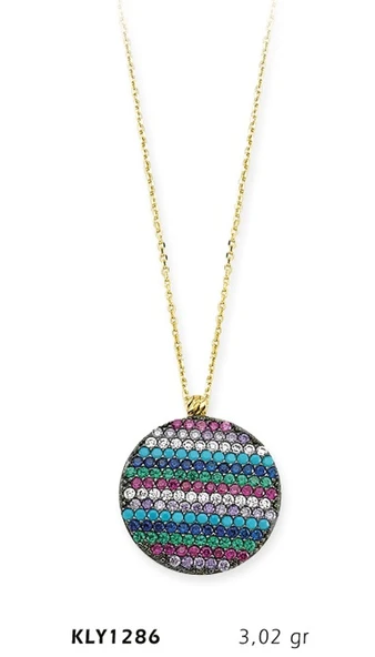Harem Altın 14 Ayar Altın Rengarenk Daire Kolye KLY1286 ürün görseli 1