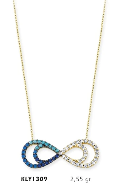 14 Ayar Altın Mavi Sonsuzluk Kolye KLY1309 ürün görseli