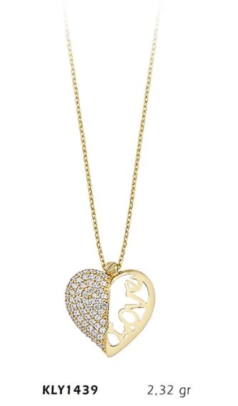 Harem Altın 14 Ayar Altın Kalp Love Kolye KLY1439