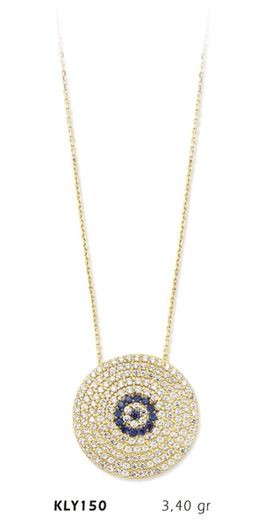14 Ayar Altın Nazar Boncuğu Kolye KLY150 ürün görseli