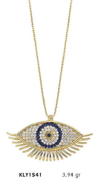 14 Ayar Altın Nazarlı Göz Kolye KLY1541 ürün görseli