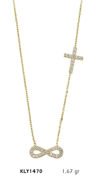 14 Ayar Altın Haç Sonsuzluk Kolye KLY1470 ürün görseli