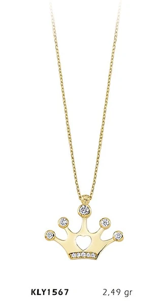 14 Ayar Altın Kral Tacı Kolye KLY1567 ürün görseli