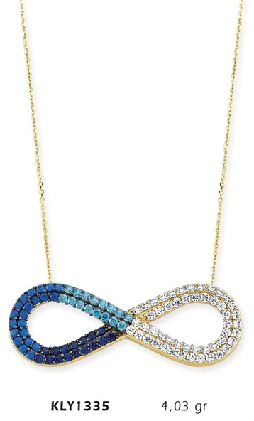 14 Ayar Altın Mavi Sonsuzluk Kolye KLY1335 ürün görseli