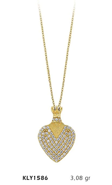 14 Ayar Altın Kalp Kolye KLY1586 ürün görseli