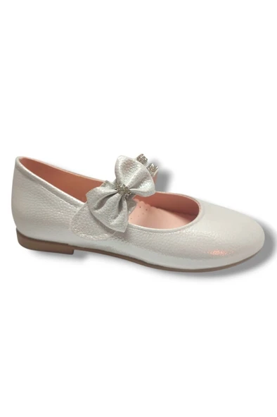 İremsu Parlak Baskı Deri Taşlı Çift Bantlı Kız Çocuk Babet 31-36 - 3