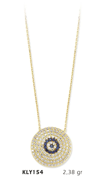 14 Ayar Altın Nazar Boncuğu Kolye KLY154 ürün görseli