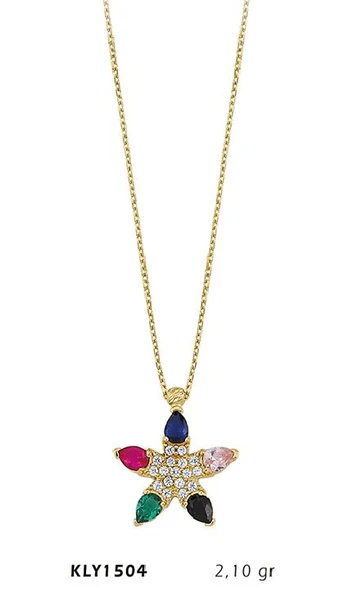 14 Ayar Altın Renkli Yıldız Kolye KLY1504