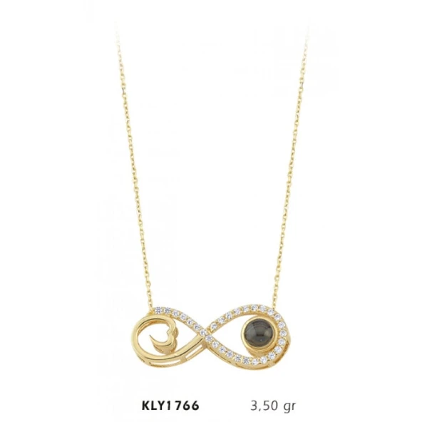 14 Ayar Altın Seni Seviyorum Taşlı Kolye KLY1766 ürün görseli