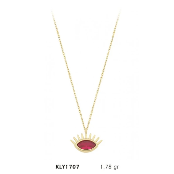 Harem Altın 14 Ayar Renkli Göz Kolye KLY1707