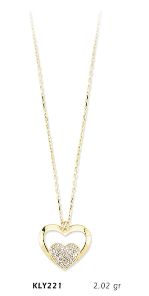 14 Ayar Altın Kalp Kolye KLY221 ürün görseli