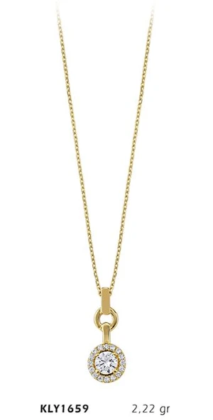 14 Ayar Altın Tektaş Sallantı Kolye KLY1659 ürün görseli