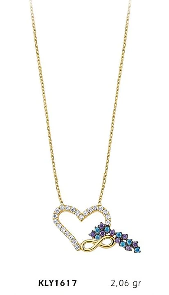 14 Ayar Altın Kalp Sonsuzluk Kolye KLY1617 ürün görseli