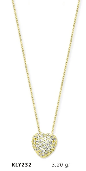 14 Ayar Altın Kalp Kolye KLY232 ürün görseli