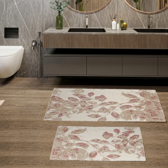 Schafer Home Messi 2 li Pamuk Floş Banyo Paspası-Pudra