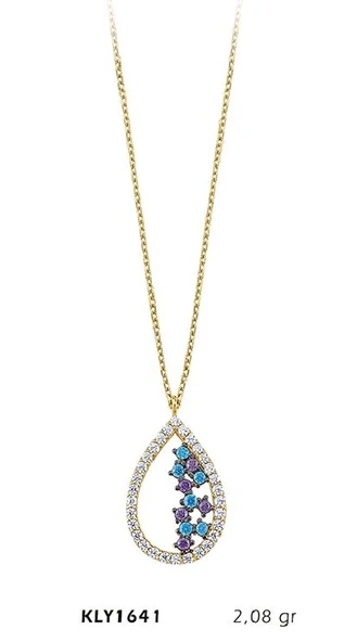 14 Ayar Altın Damla Model Kolye KLY1641 ürün görseli