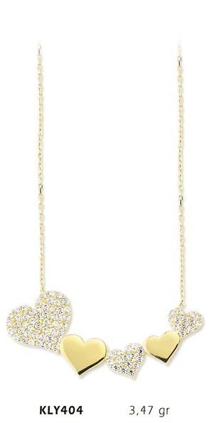 14 Ayar Altın Sıra Kalp Kolye KLY404