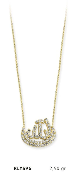 14 Ayar Altın Allah Yazılı Kolye KLY596