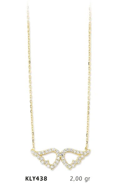 14 Ayar Altın Melek Kanadı Kolye KLY438 ürün görseli