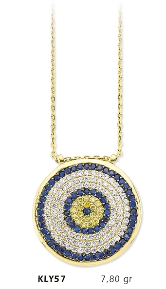 14 Ayar Altın Nazar Boncuğu Kolye KLY57