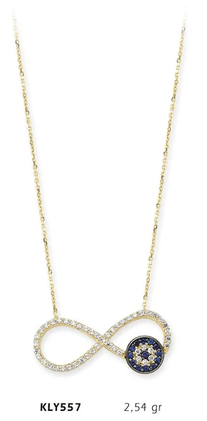 14 Ayar Altın Sonsuzluk Nazar Boncuğu Kolye KLY557 ürün görseli