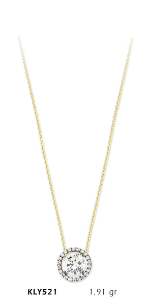 14 Ayar Altın Tektaş Kolye KLY521 ürün görseli