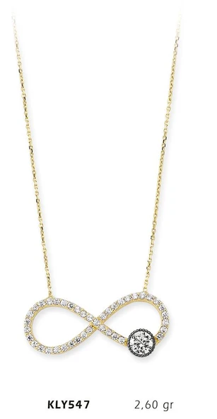 14 Ayar Altın Tektaş Sonsuzluk Kolye KLY547 ürün görseli