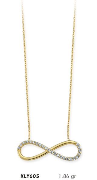 14 Ayar Altın Sonsuzluk Kolye KLY605 ürün görseli