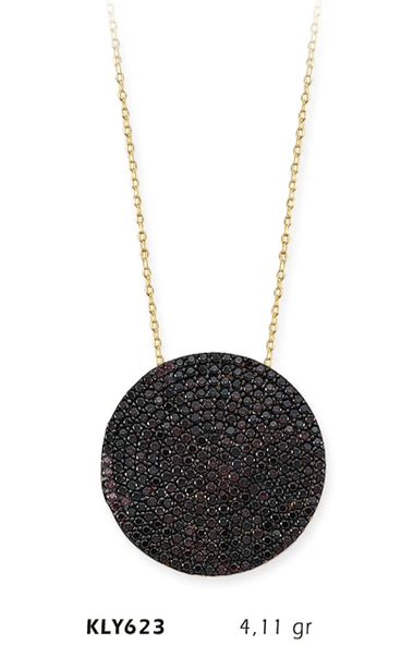 14 Ayar Kahverengi Taşlı Kolye KLY623 ürün görseli