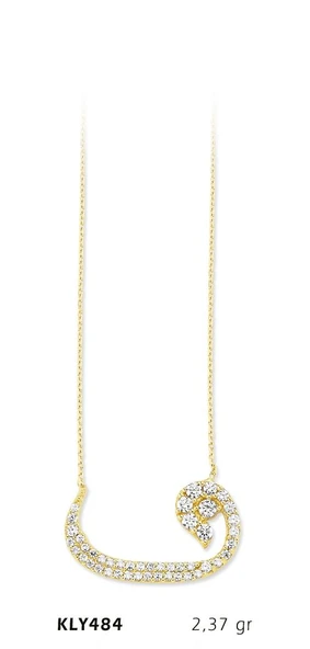 14 Ayar Altın Vav Kolye KLY484 ürün görseli