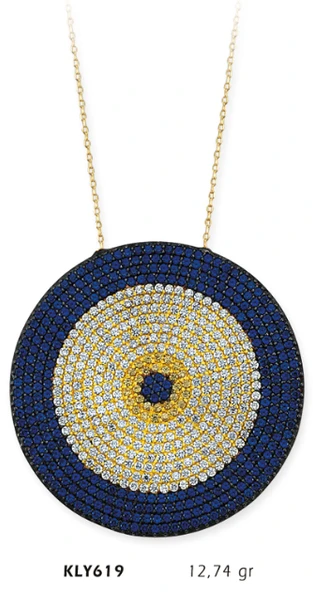 14 Ayar Altın Nazar Boncuğu Kolye KLY619 ürün görseli