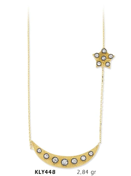 14 Ayar Altın Ay Yıldız Kolye KLY448 ürün görseli