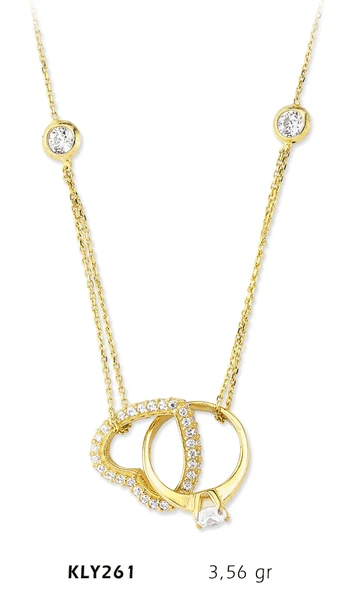 14 Ayar Altın Yüzük Kalp Kolye KLY261