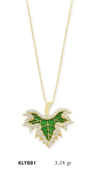 14 Ayar Altın Yaprak Kolye KLY881 ürün görseli