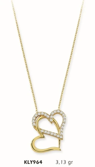 14 Ayar Altın Kalp Kolye KLY964 ürün görseli